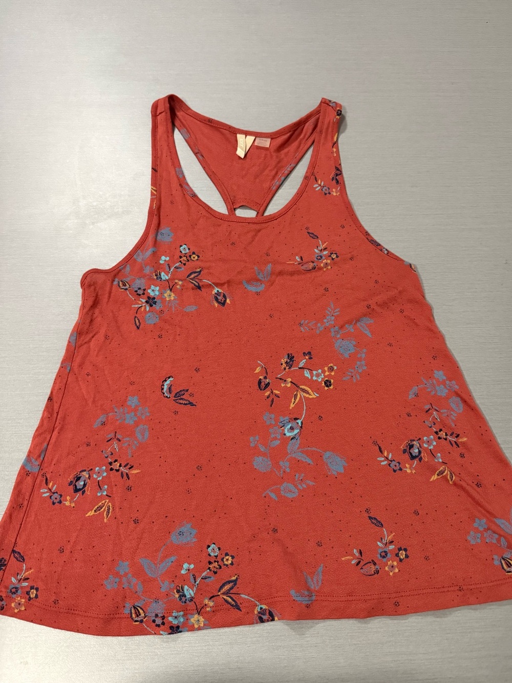 Roxy Floral Tank Top Women’s Small Dark Orange Racerback Lightweight Summer